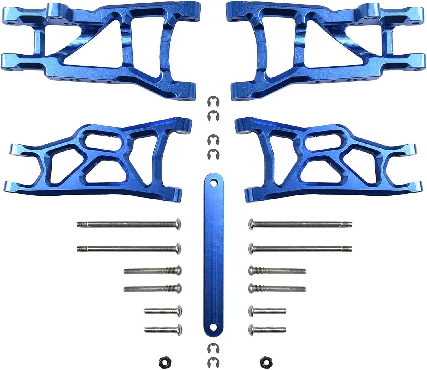 Hosim Juego de brazos A de suspensión delantera y trasera de aluminio a control remoto, barra de amarre para 110 Slash 2WD RC Car Upgrade Parts Hop