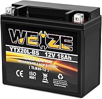 Vista 13 de Weize YTX12-BS - Batería de motocicleta de alto rendimiento, sin mantenimiento, sellada YTX12 BS AGM, baterías recargables ATV compatibles con Honda