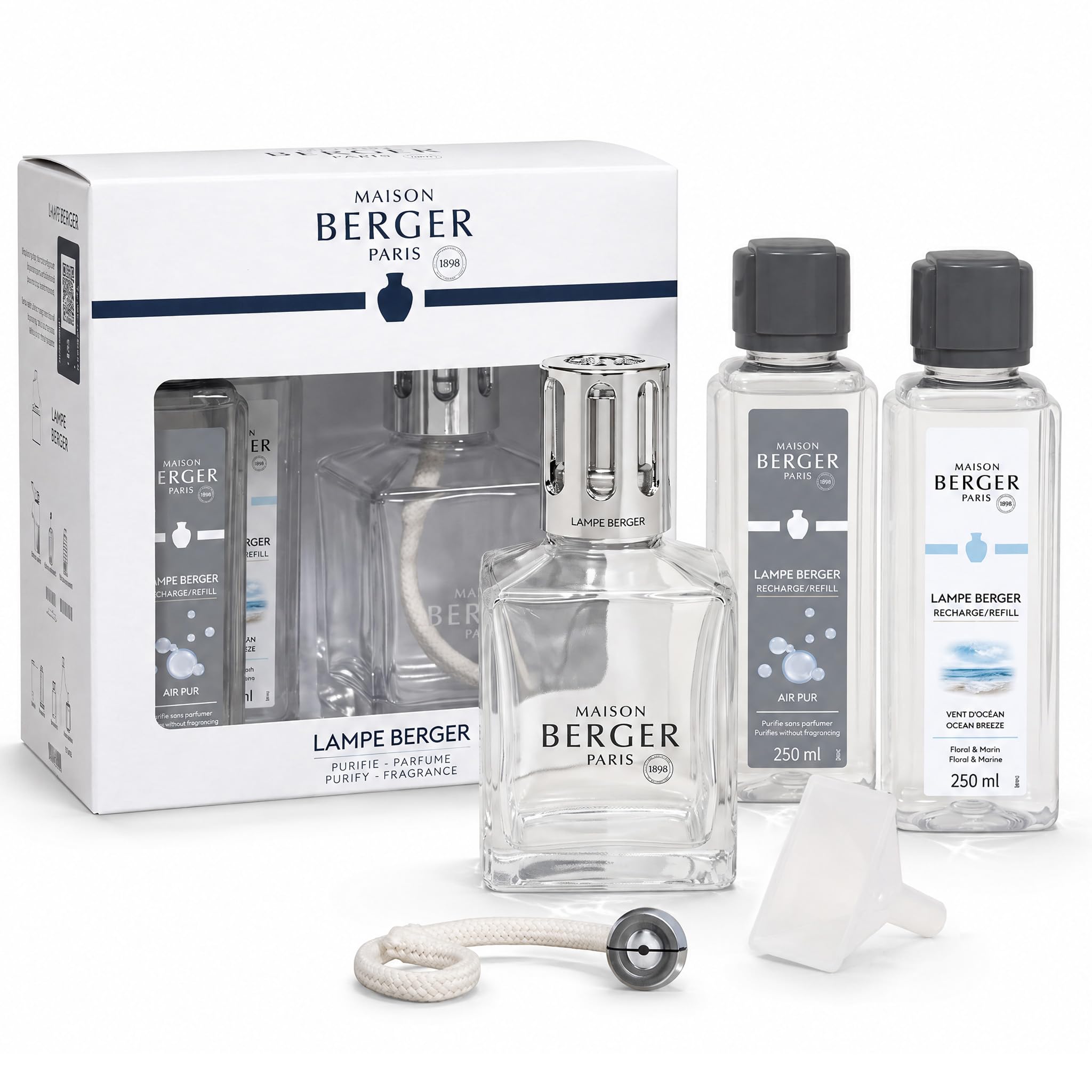 MAISON BERGER Set Lampe Berger Essentielle Cuadrada, 2 Recargas de