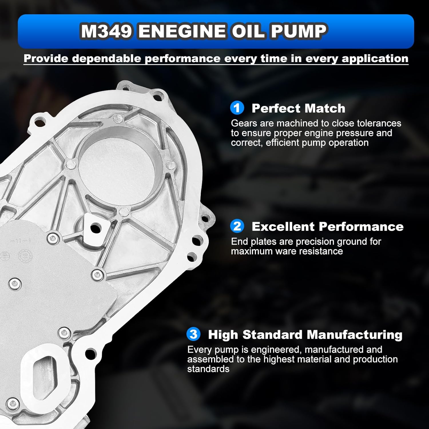 M349 Engine Oil Pump Timing Cover Compatible with Chevy Equinox Malibu Impala Captiva Sport HHR GMC Terrain Buick LaCrosse 2.0L 2.2L 2.4L L4 Replace# OP314 90537914 12637040