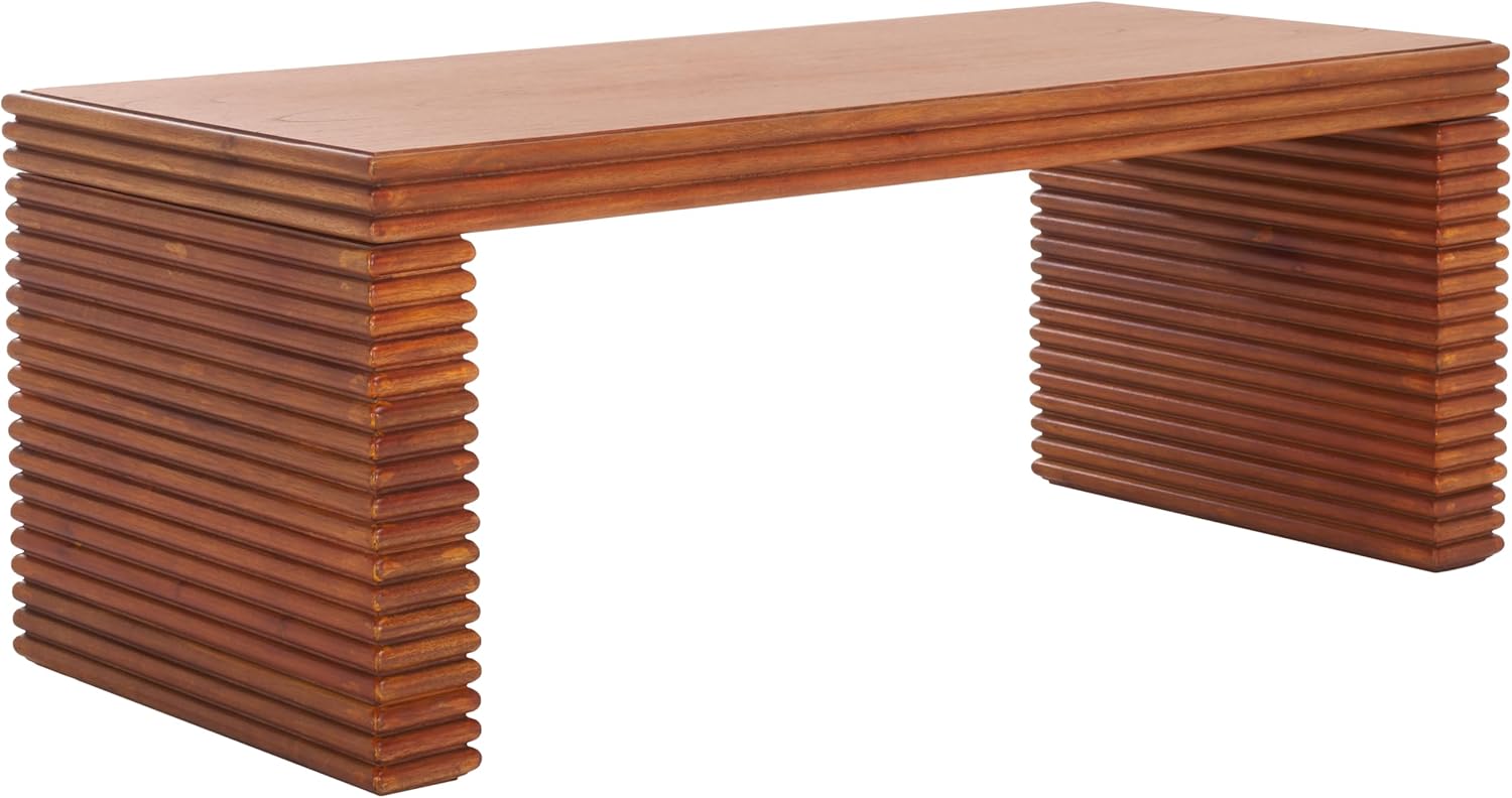 SAFAVIEH Home Collection Virginie Natural Brown Rectangle Coffee Table