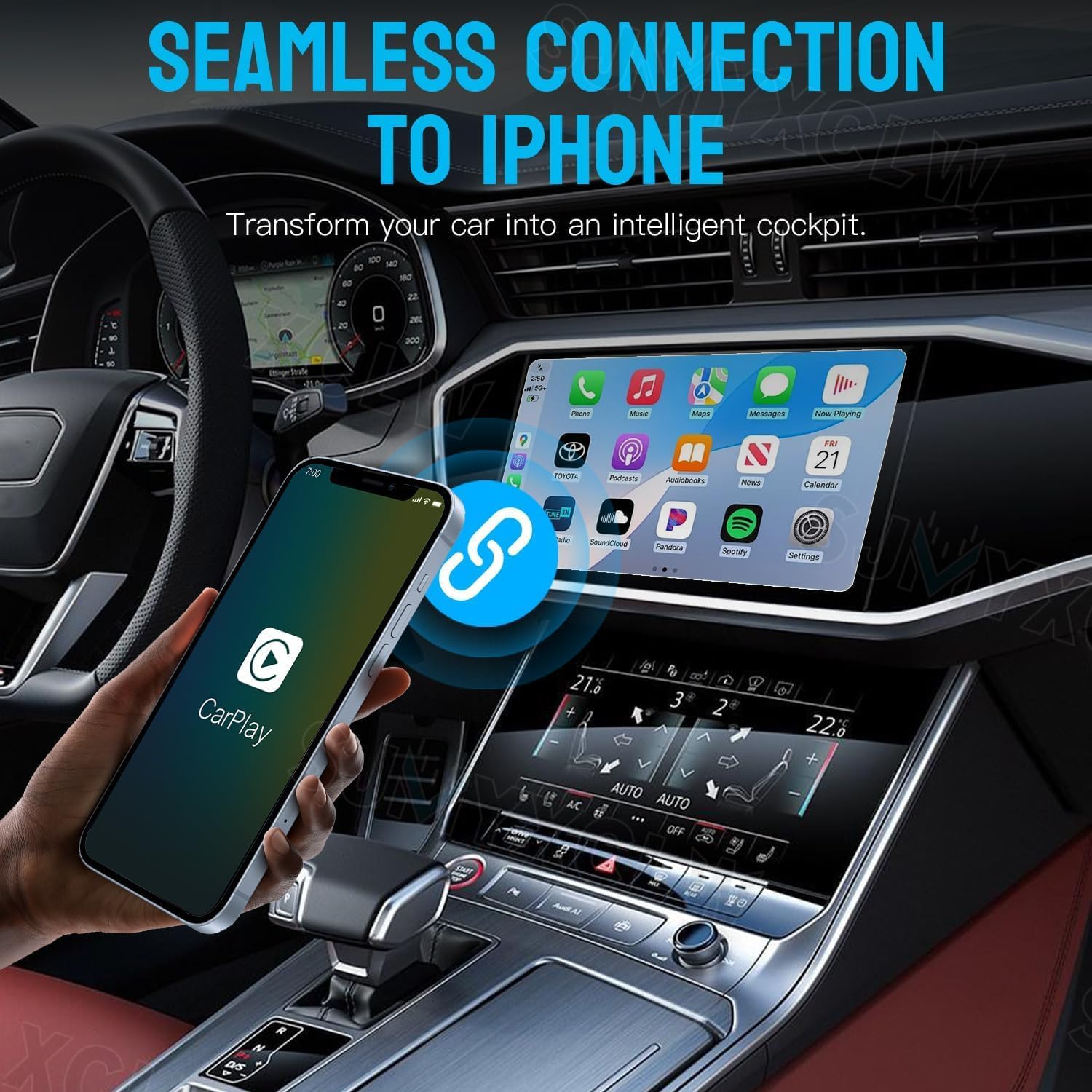 Compatible with 2015-2023 Ford F150 High Low Beam Fog Lights Bulbs Combo,Wireless CarPlay Adapter compatible for CarPlay & Android Auto