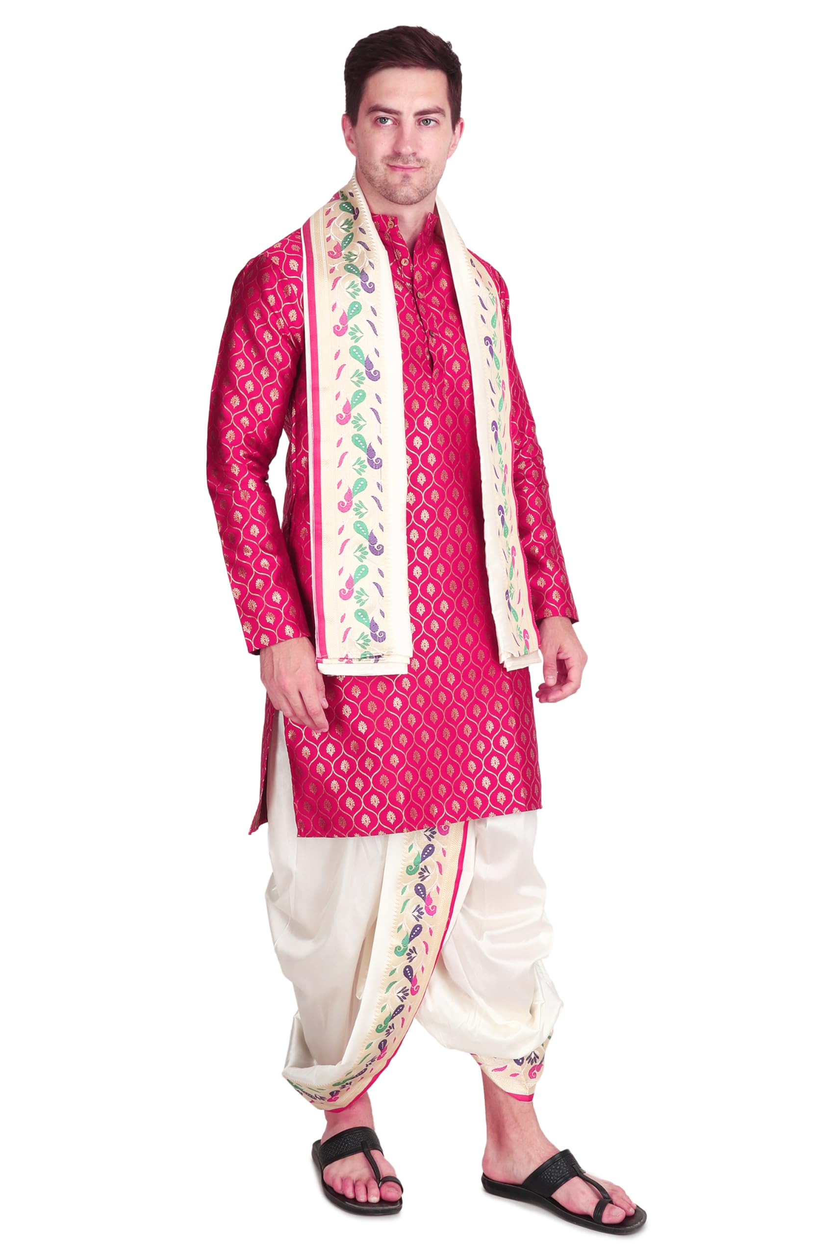 Dhoti Kurta Dupatta Set for Men - Sherwani Style - Mens Wedding Dress