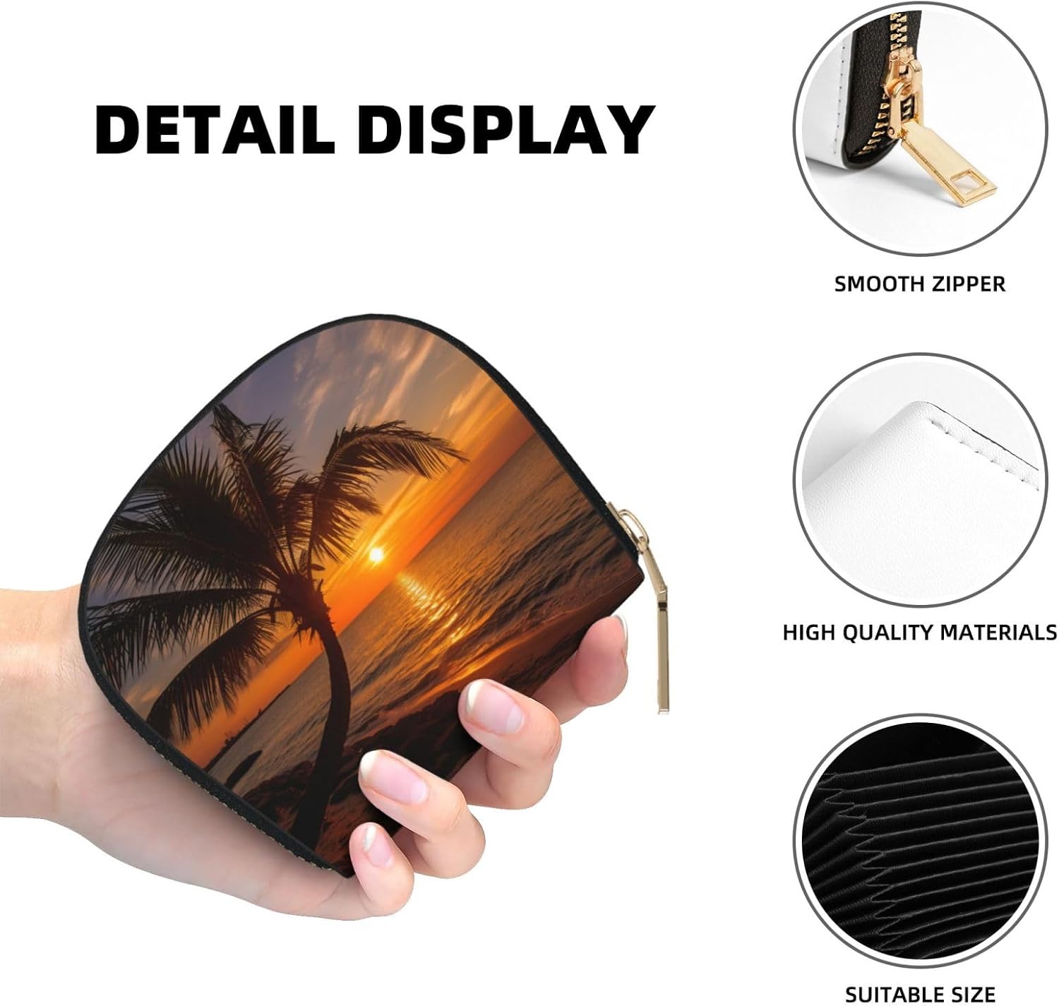 Palm Tree Sunset print Wallet Credit Cards Holder Business Card Case for Men Women Compact Size for Adults