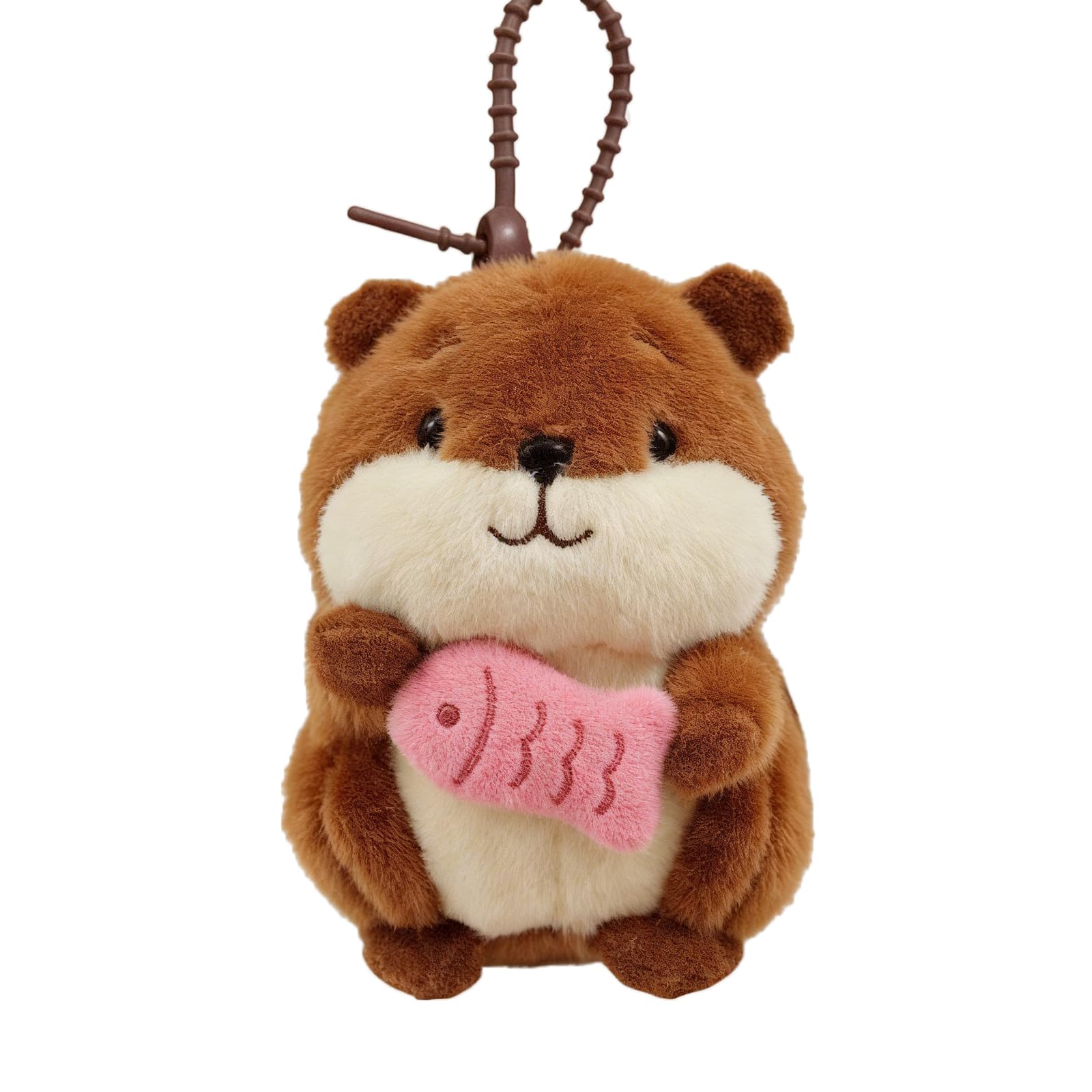 Litwlly Women's Brown Plush Hamster Keychain Cute Fluffy Hamster Purse Charm Backpacks Bags Car Key Ring Accessories For (Brown)