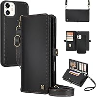 Vista 38 de Funda tipo cartera compatible con iPhone 13 Pro Max, multifunción, desmontable, 2 en 1, magnética, cartera para iPhone 13 Pro Max, con correa Verde