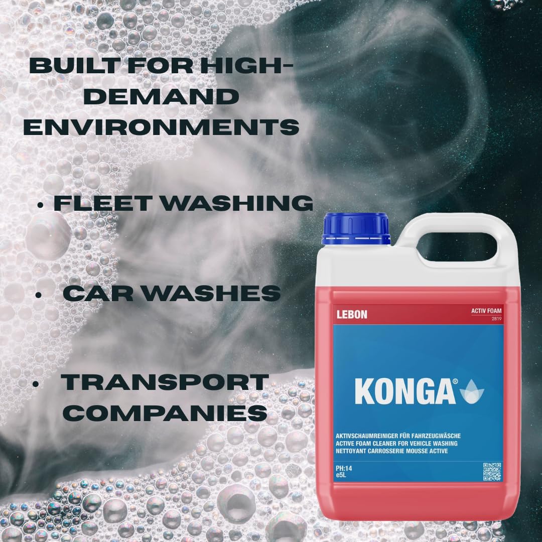 Konga Activ Autoshampoo 20L – Snow Foam mit Abperleffekt & Wachs für Hochdruckreiniger und Schaumpistole | Hochkonzentrierter Aktivschaumreiniger | Powerschaum Auto | Snow Foam Auto