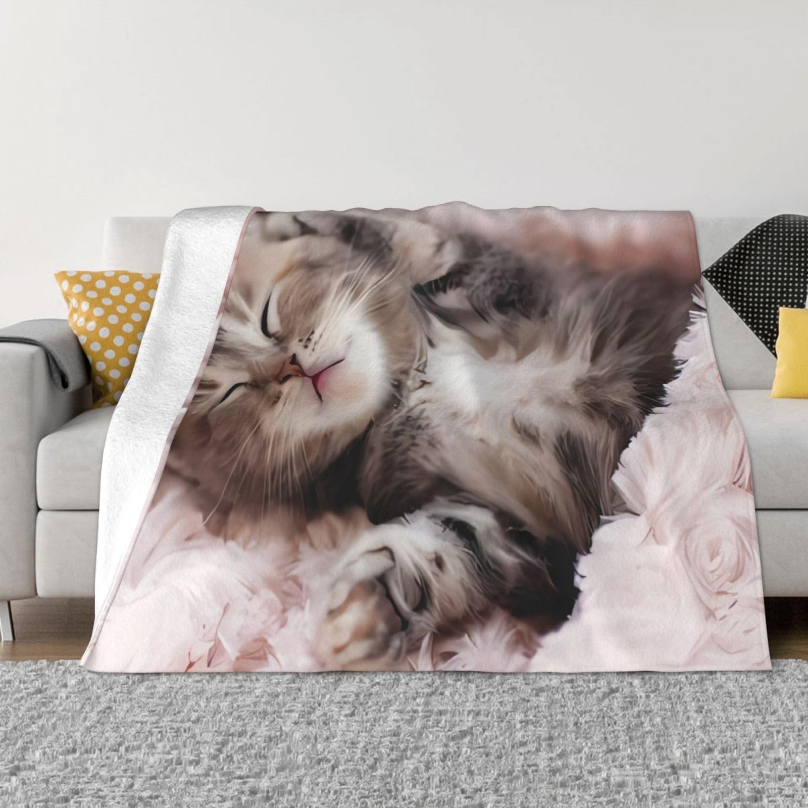 Couverture flanelle chat plaid voyage lit et canapé