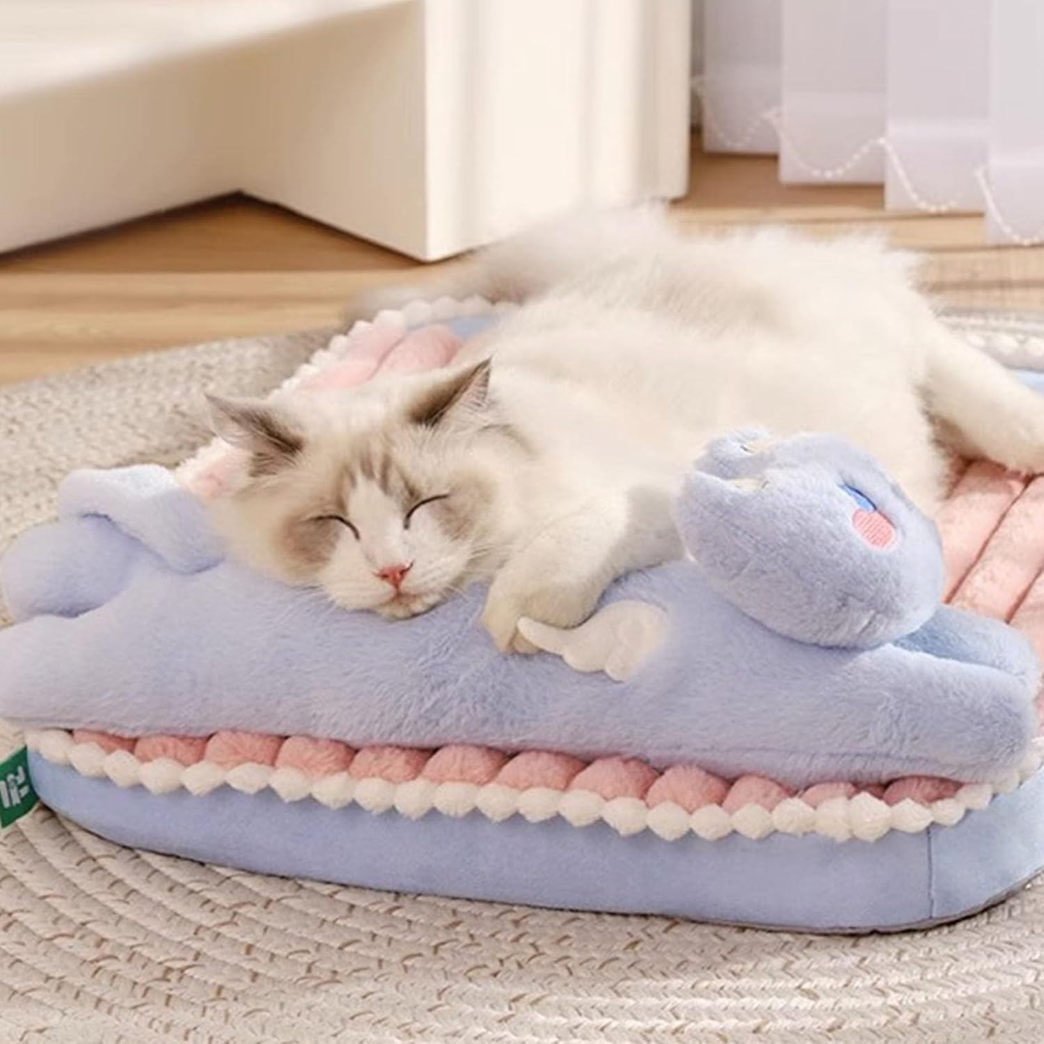 GeRRiT Pawpaw Cat Plush Mat Winter Warmth Cat Bed Cat Mat Sleeping Mat Winter Cat Pet Bed,Pink(23x18x2)