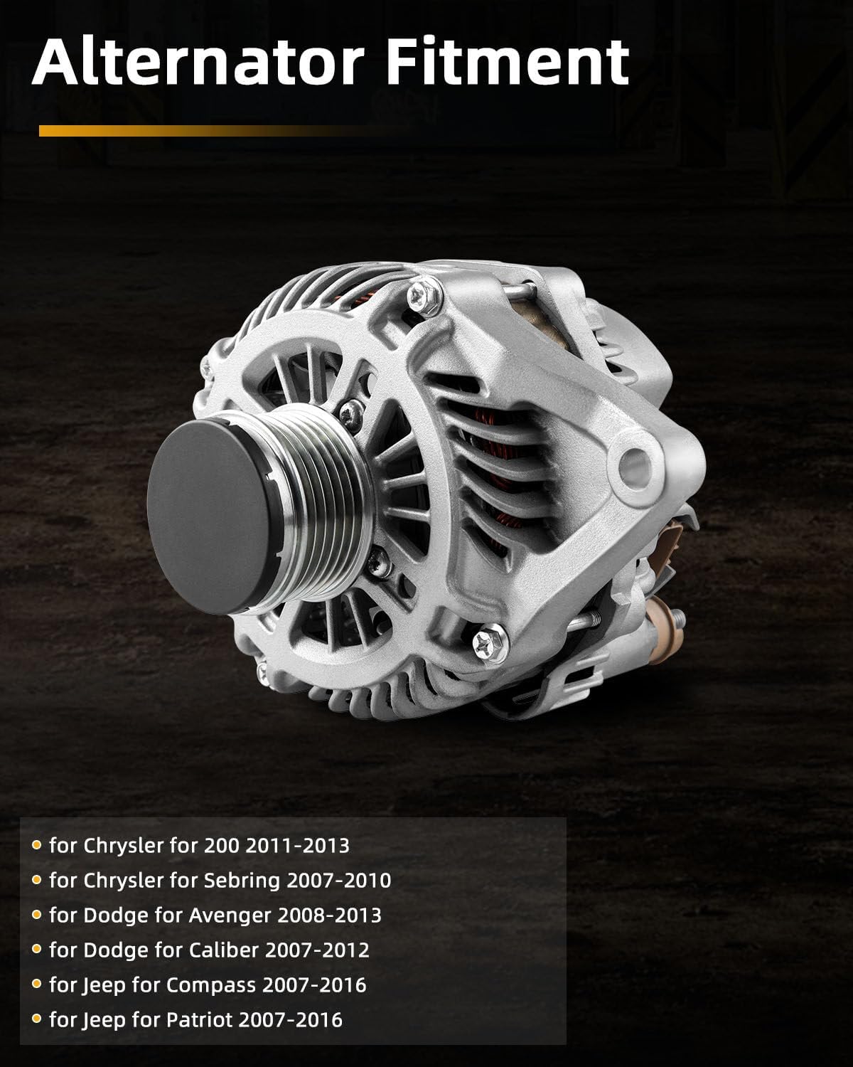 OCPTY Alternators Alternator 11231 2011-2013 for Chrysler for 200,2007-2010 for Chrysler for Sebring,2008-2013 for Dodge for Avenger,2007-2012 for Dodge for Caliber