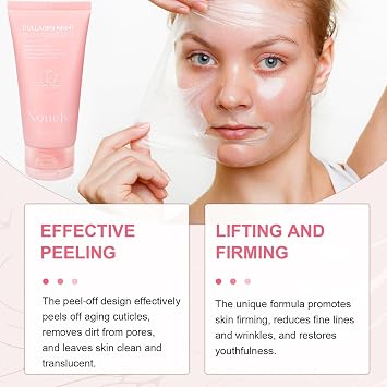 Collagen Night Wrapping Mask, Collagen Overnight Face Mask Korean Skincare Peel Off Face Masks for Deep Hydration Care, Reduce Sagging & Dullness for Glowing Skin