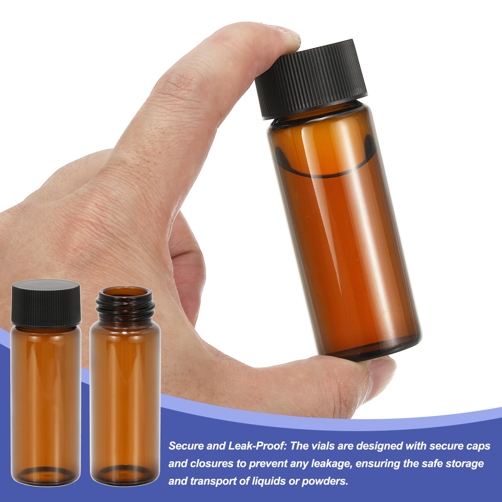 PATIKIL 30ml Vetrini Vetro Ambrato, 28Pz Fiale con Tappo a Vite Flacone Reagenti, Fiala Vetro per Campioni Liquidi a Prova Perdite per Laboratorio, Conservazione Laboratorio