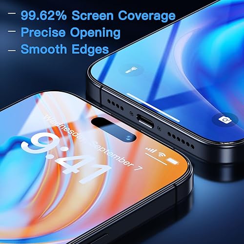 Vista 69 de Uyiton Protector de pantalla de privacidad para iPhone 13/13 Pro/14, vidrio irrompible, antiespía de 28° [cero burbujas], cobertura completa, Negro