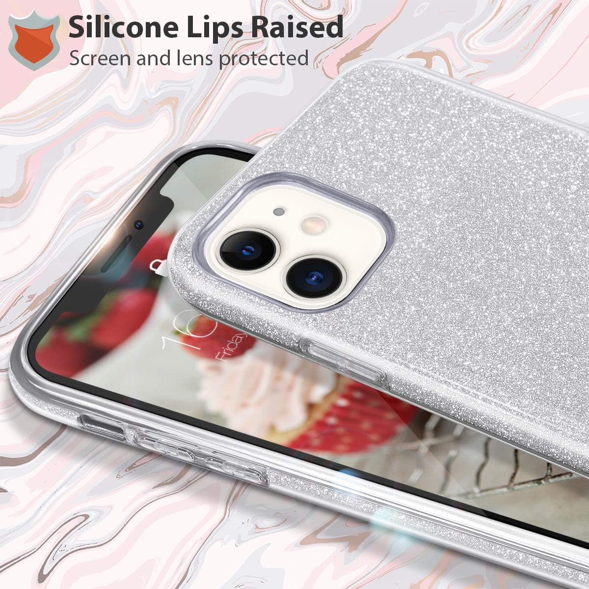 MATEPROX Compatible with iPhone 11 case,Bling Sparkle Cute Girls Women Protective Case for iPhone 11 2019 6.1inch(Silver) image 2