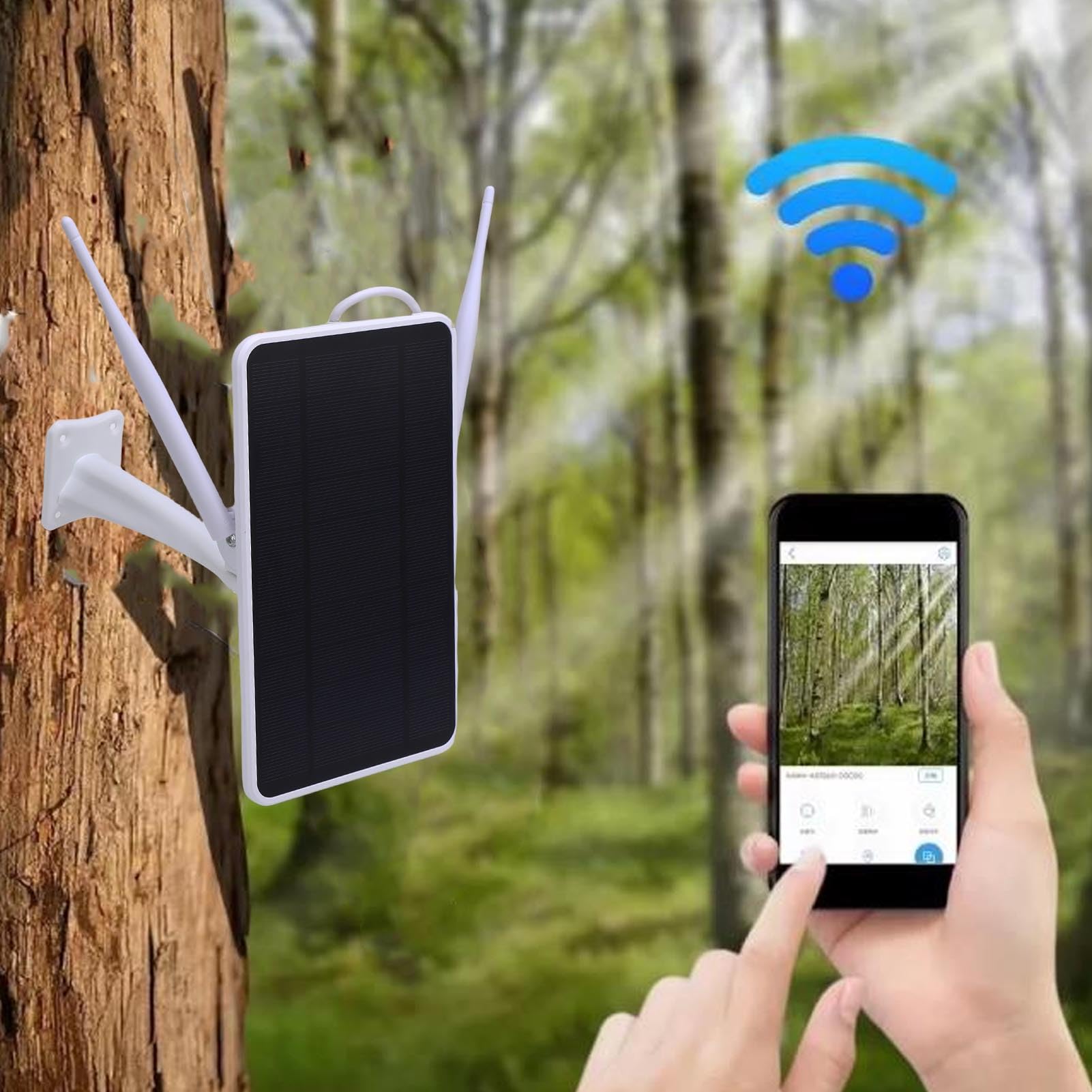 Bewinner Modem 4G LTE a Base di Esterni a Energia Solare con Slot con Scheda SIM, Router WiFi Esterno IP66 con Pannello Solare da 6W, Copertura WiFi da 50 M, (Versione europea (B1/3/7/8/20/28a/40