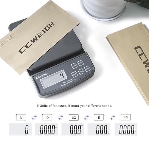Miniatura 4 de Báscula postal de alta precisión de 26 libras0.03 oz para cocina con soporte, tara y PC, báscula de envío portátil para paquetes, pequeñas empresas