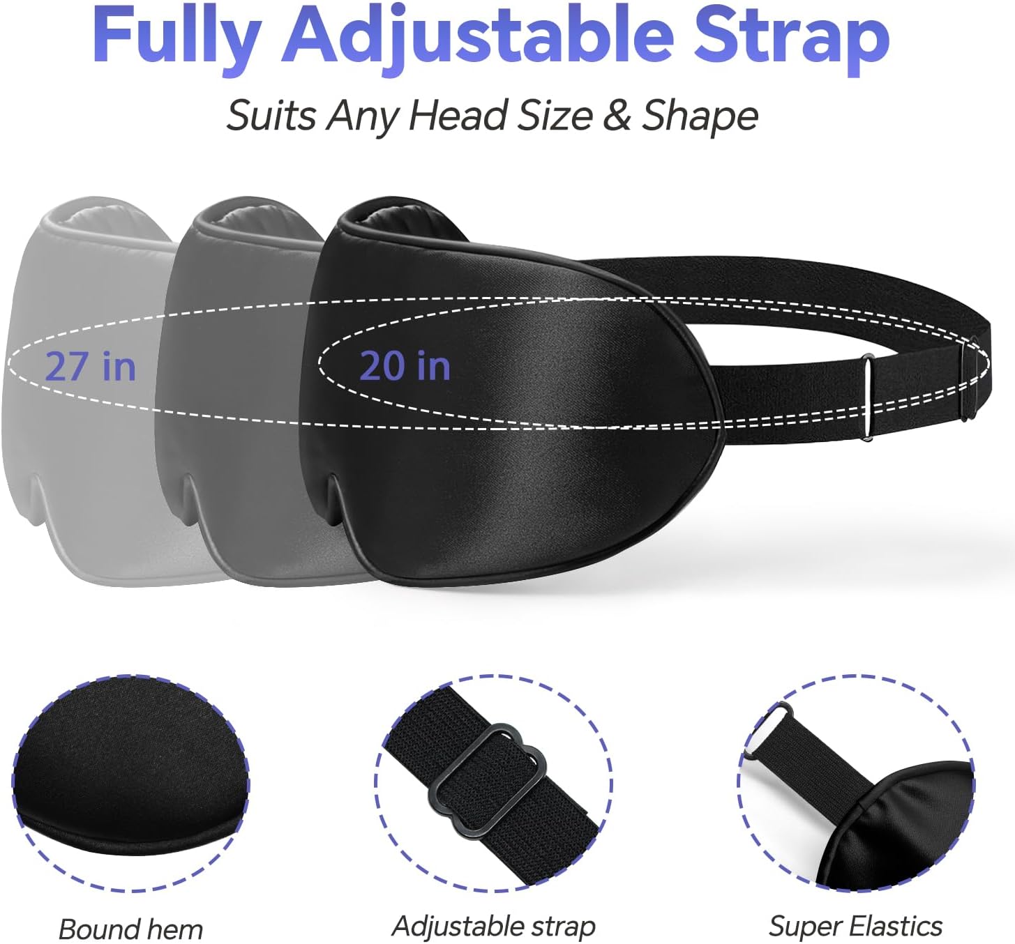 Silk Sleep Mask – 2 Pack Silk Eye Mask for Sleeping, Adjustable Strap, 100% Blackout, Soft Travel & Home Sleep Shade Cover for Women & Men (Pink & Black)