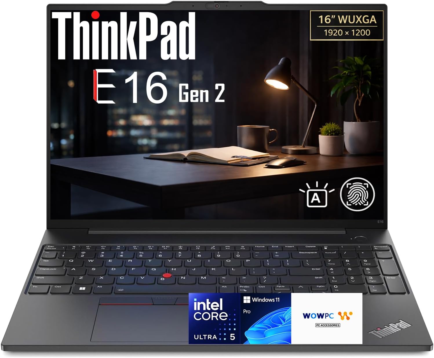 Lenovo ThinkPad E16 Gen 2 Business Laptop, AI Boost Intel Core Ultra 5 125U(Beats i7-1355U), 16" WUXGA Display, 16GB DDR5 RAM, 512GB SSD, Backlit Keyboard, Fingerprint Reader, Win 11 Pro, WOWPC Bundle