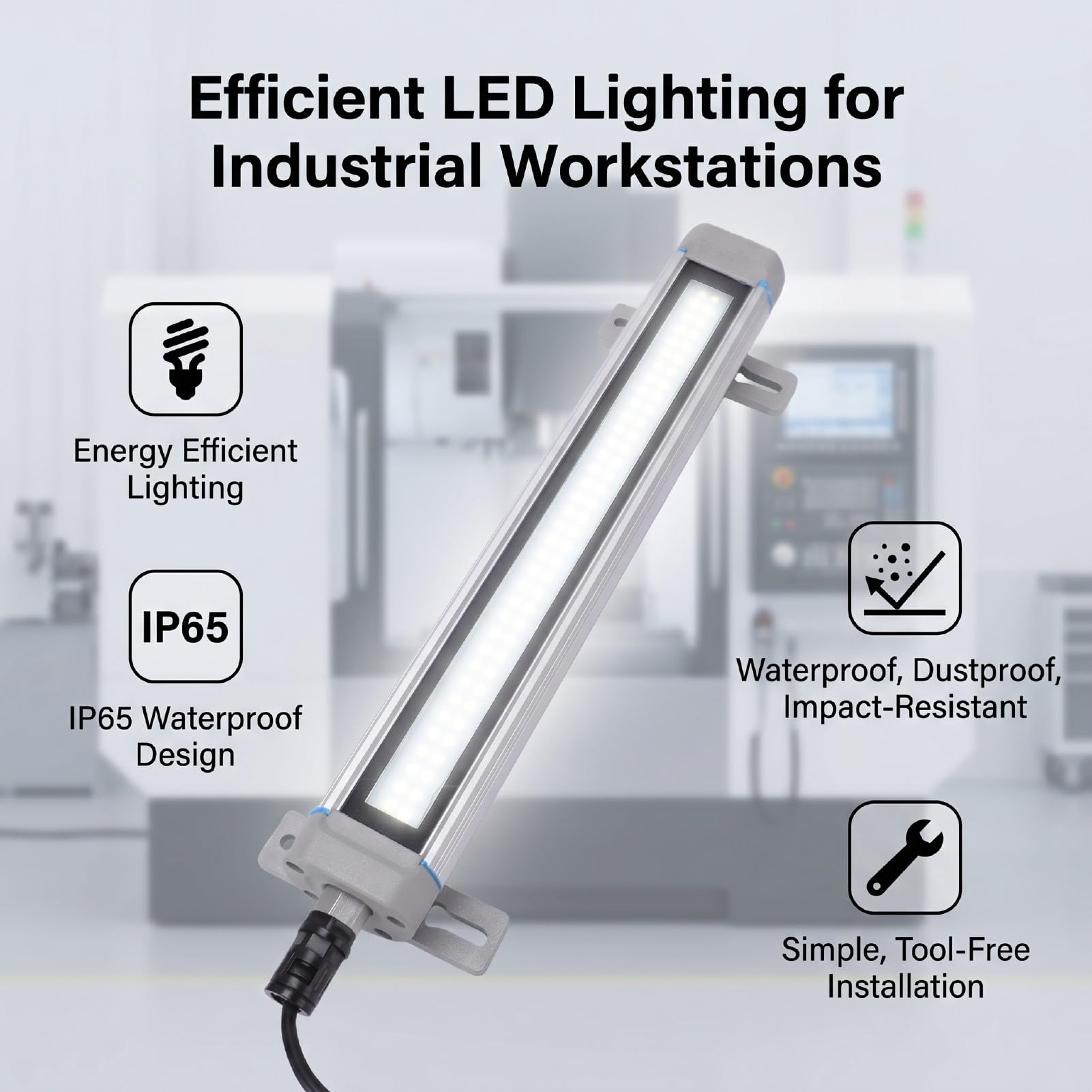 Tube Lumineux LED pour Atelier, 10W, éclairage étanche, économe en