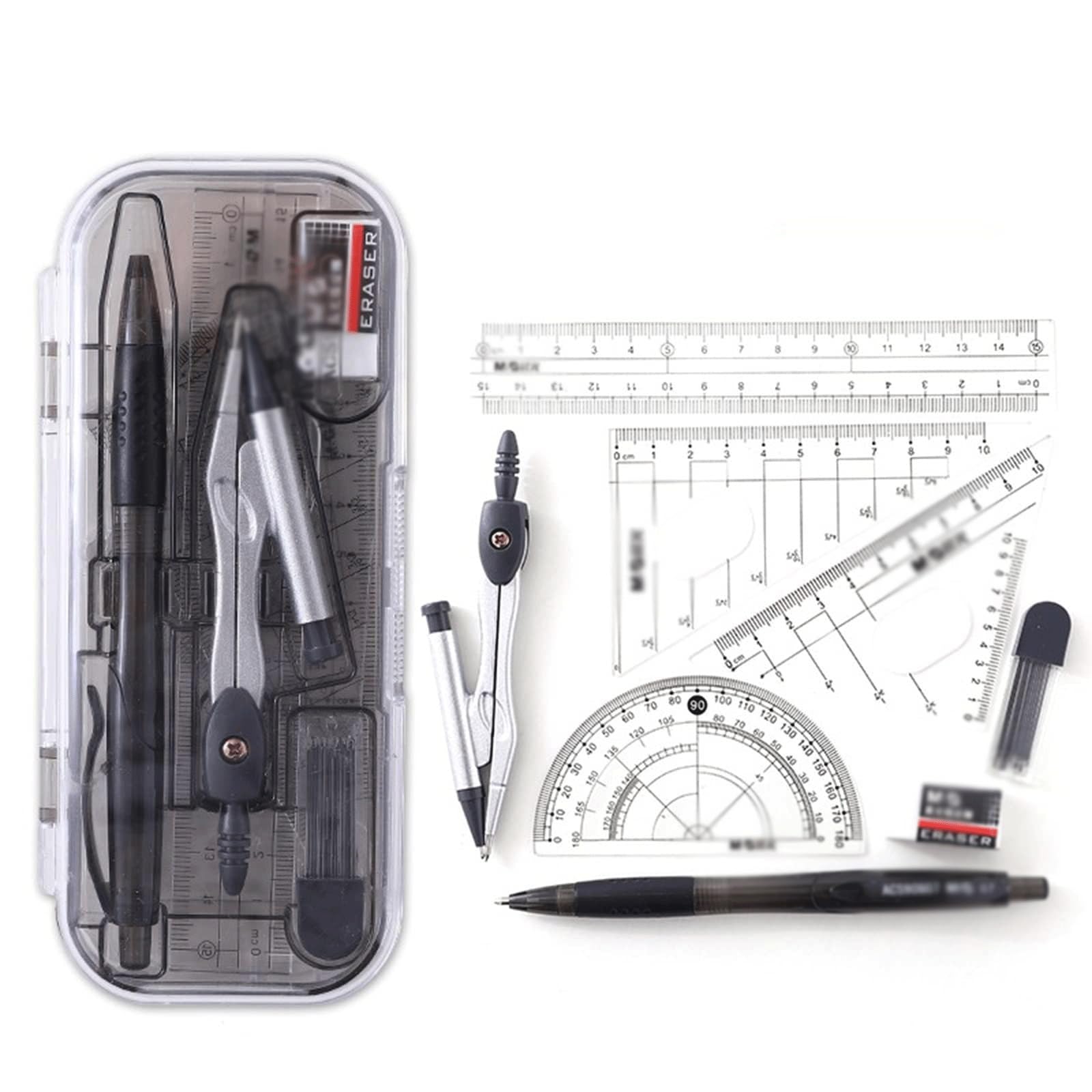 Geometrie-Set, Zeichen-Kompass-Set mit Aufbewahrungsbox, Geometrie-Set for Geometrie-Marker, Mathematik-Kompass, Geometrie-Werkzeug for Zubehör