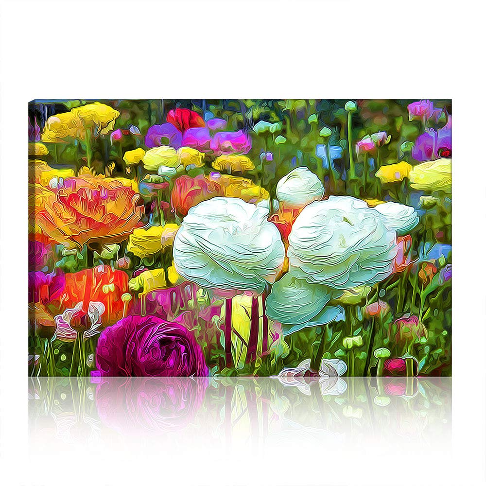 Peinture abstraite Fleurs au Printemps sur toile haut de gamme 70x100 cm pour décoration chic