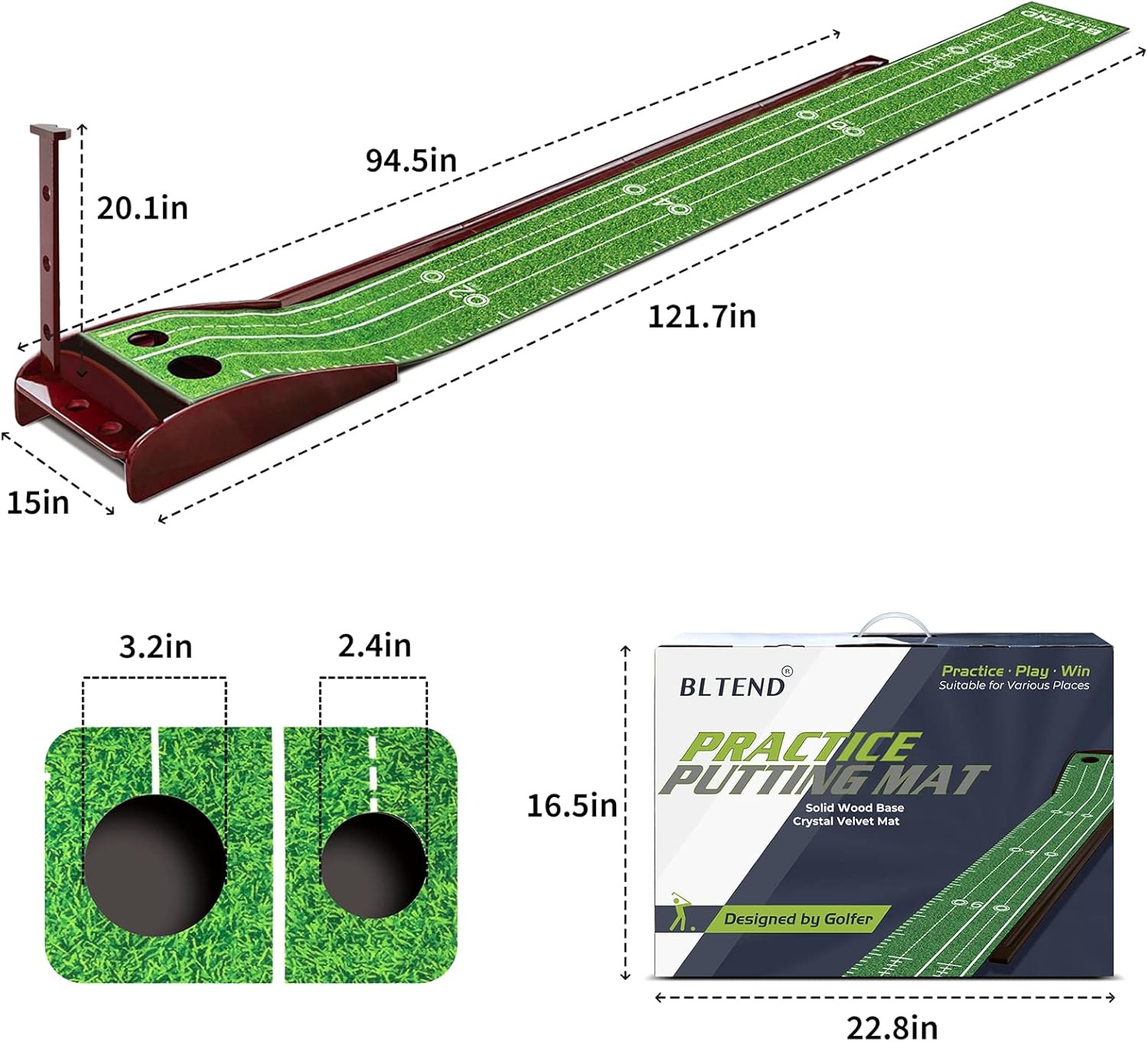 Bltend Golf Putting Mat, Indoor Golf Putting Green with Track Lines Golf Putting Training Aids for Mini Games & Practicing at Home or in Office, Gifts for Golf Lovers, Golf Accessories for Men : Sports & Outdoors