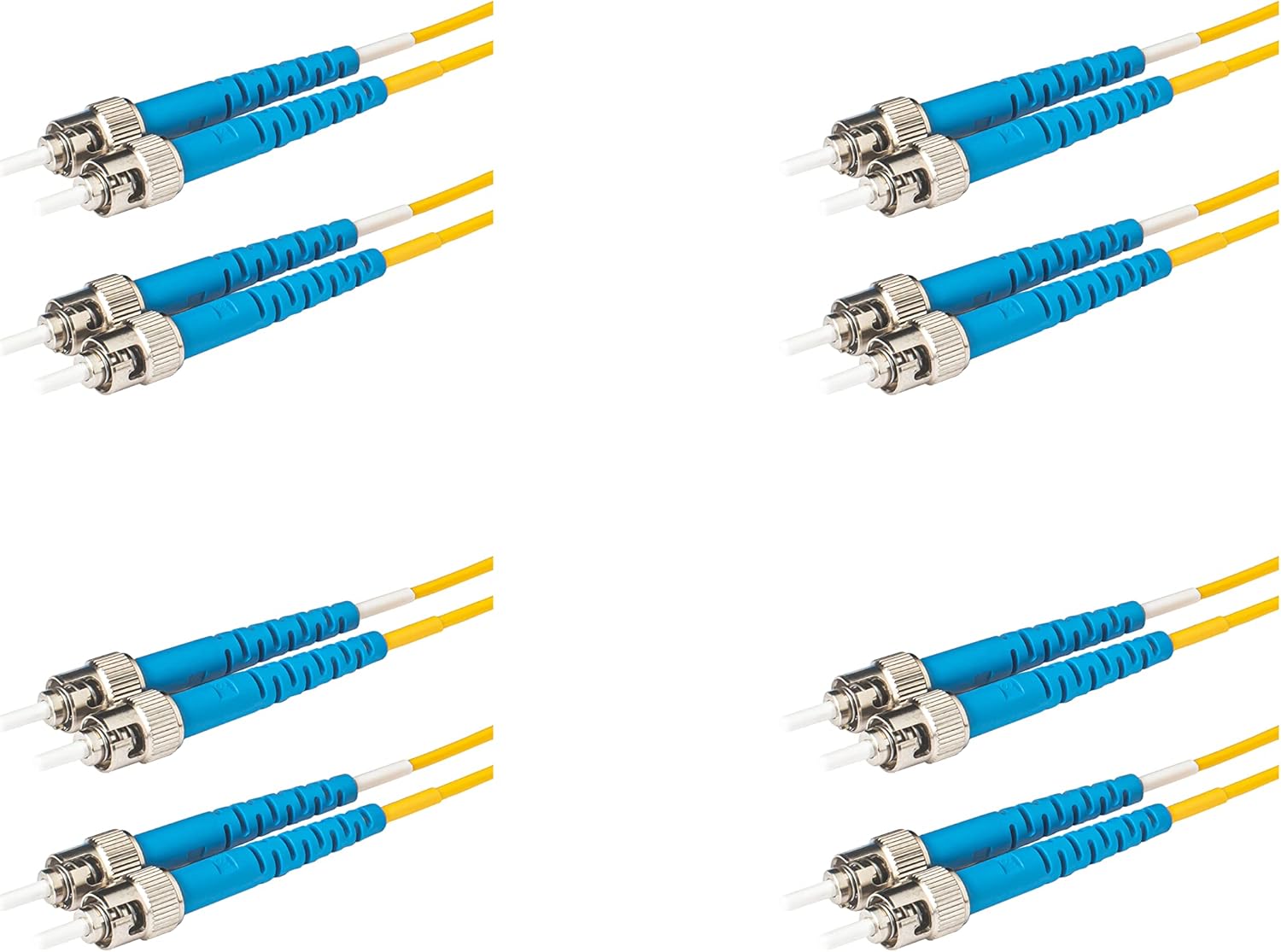 SpeedyFiberTX 6-Pack 1 Meter Duplex Singlemode ST/U to ST/U Fiber Patch Cable, Corning SMF-28 9/125um Ultra Optical Fiber, OS1/OS2 Compatible, Yellow LSZH Cable Jacket