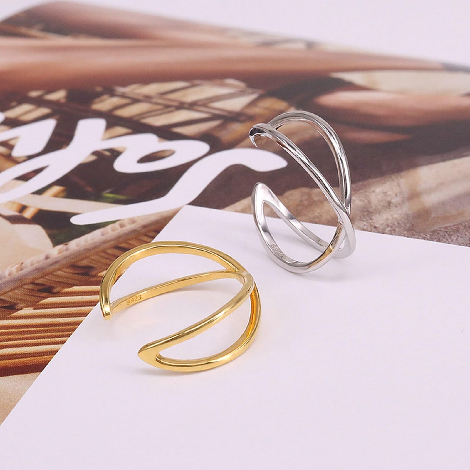 Anillo de compromiso de oro de 9 K/14 K, con cruz abierta, ajustable, para parejas, Au375/585, oro de la amistad, anillos de pareja, joyas de oro auténtico, talla 47-62