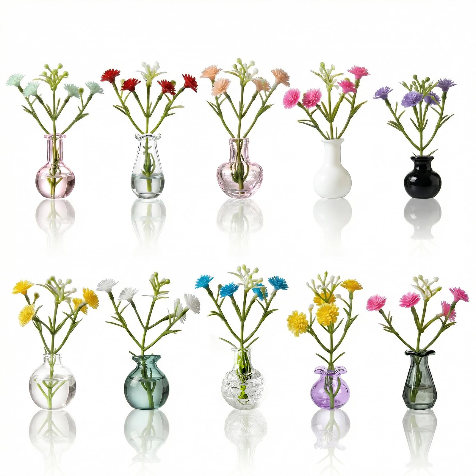 Photo 1 of 10-Pack Magnetic Mini Bud Vases Gift Set for Mom - Mixed Glass Decor for Fridge and Locker - Heavy-Duty Magnets - Small for Women, Teachers and Coworkers