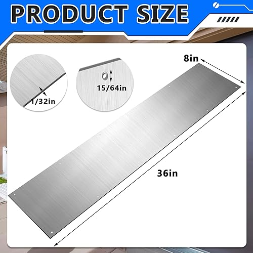 Miniatura 2 de Placa de puerta de 8 x 36 pulgadas para puertas exteriores, adecuada para puertas de 36 pulgadas, placas de aluminio con tornillos para madera,