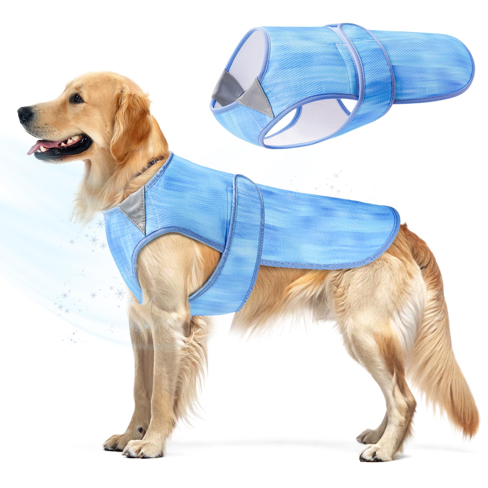 Tikibest Summer Dog Cooling Vest - Lightweight Dog Cooling Jacket, Breathable Shirt for Walking, Outdoor Hunting Training and Camping (L)