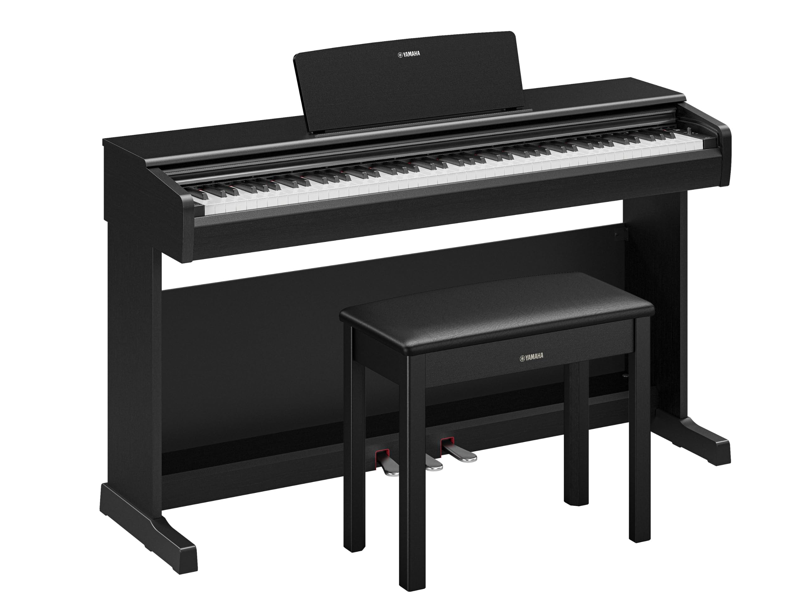 Arius Series 88-Key Weighted Digital Piano Keyboard for Beginners, Full Size, Grand Piano Sound, 3-Pedal Unit, Bench Included, Classic Upright Design in Black, YDP-146B