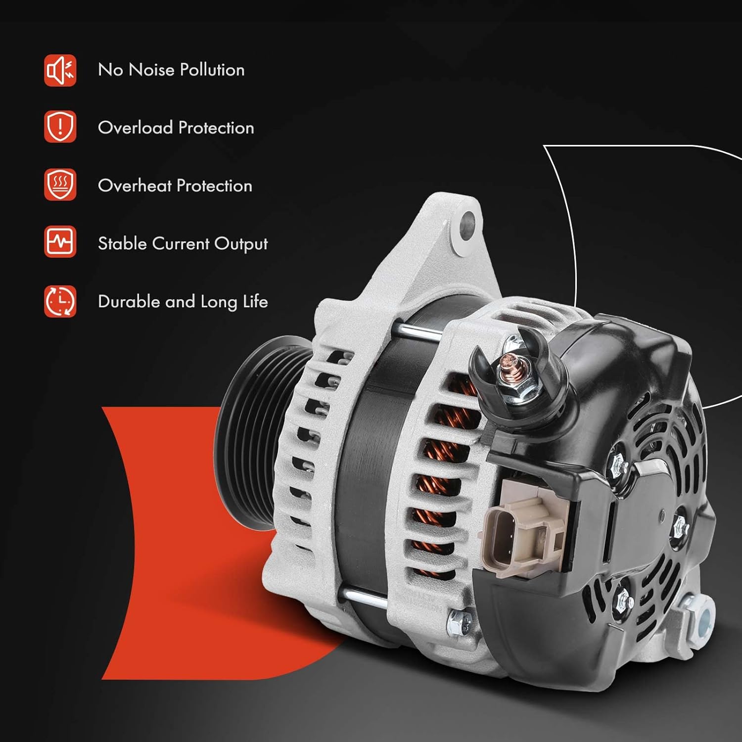 A-Premium Alternator Compatible with F-250 Super Duty F-350 Super Duty F-450 Super Duty F-550 Super Duty, 2011-2022, 6.7L 6.8L, 12V 150A/157A 8-Groove Pulley Clockwise