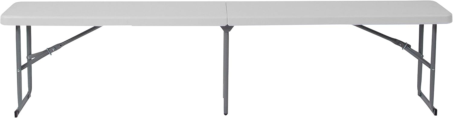EMMA + OLIVER 10.25" Wx71 L Portable Bi-Fold Granite White Plastic Bench
