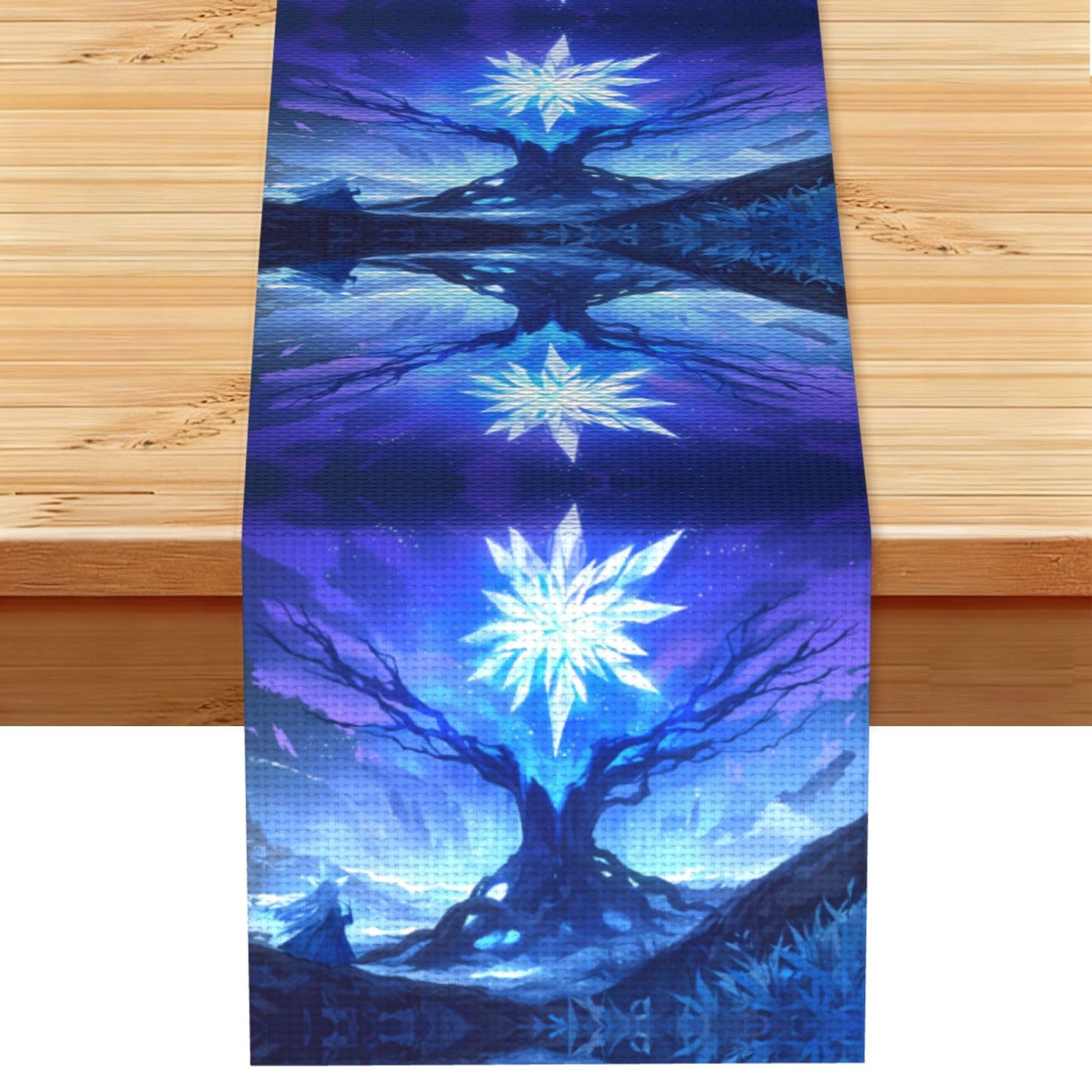 Ice Flower Tree Linen Feel Table Runner Wedding Party Home Decoration