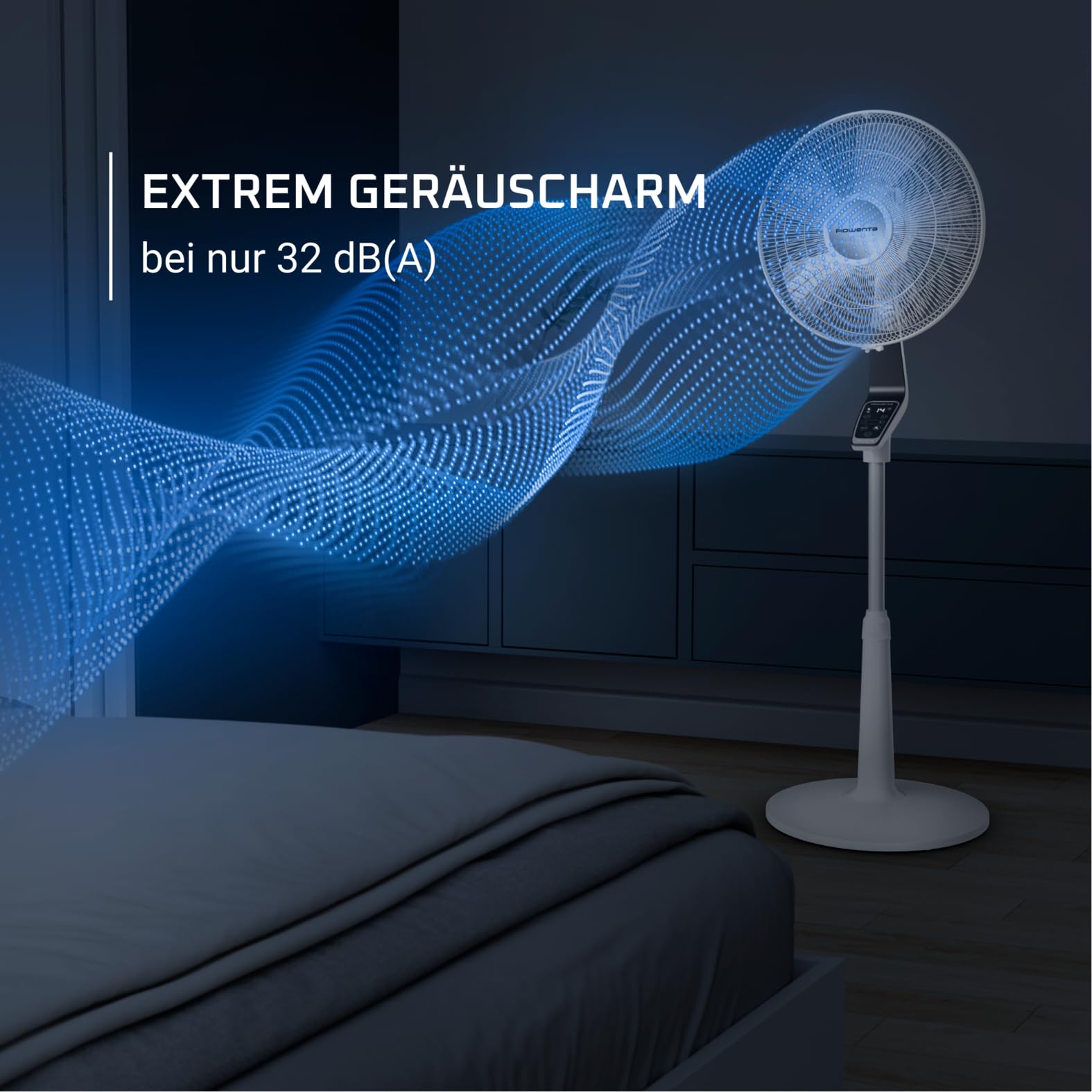 Rowenta Standventilator Turbo Silence Extreme, 14 Geschwindigkeitsstufen, 32 dB Silent Night Modus, Fernbedienung, Oszillation, höhenverstellbar, Luftzirkulation bis 8,2 m, weiß, VU5690F0