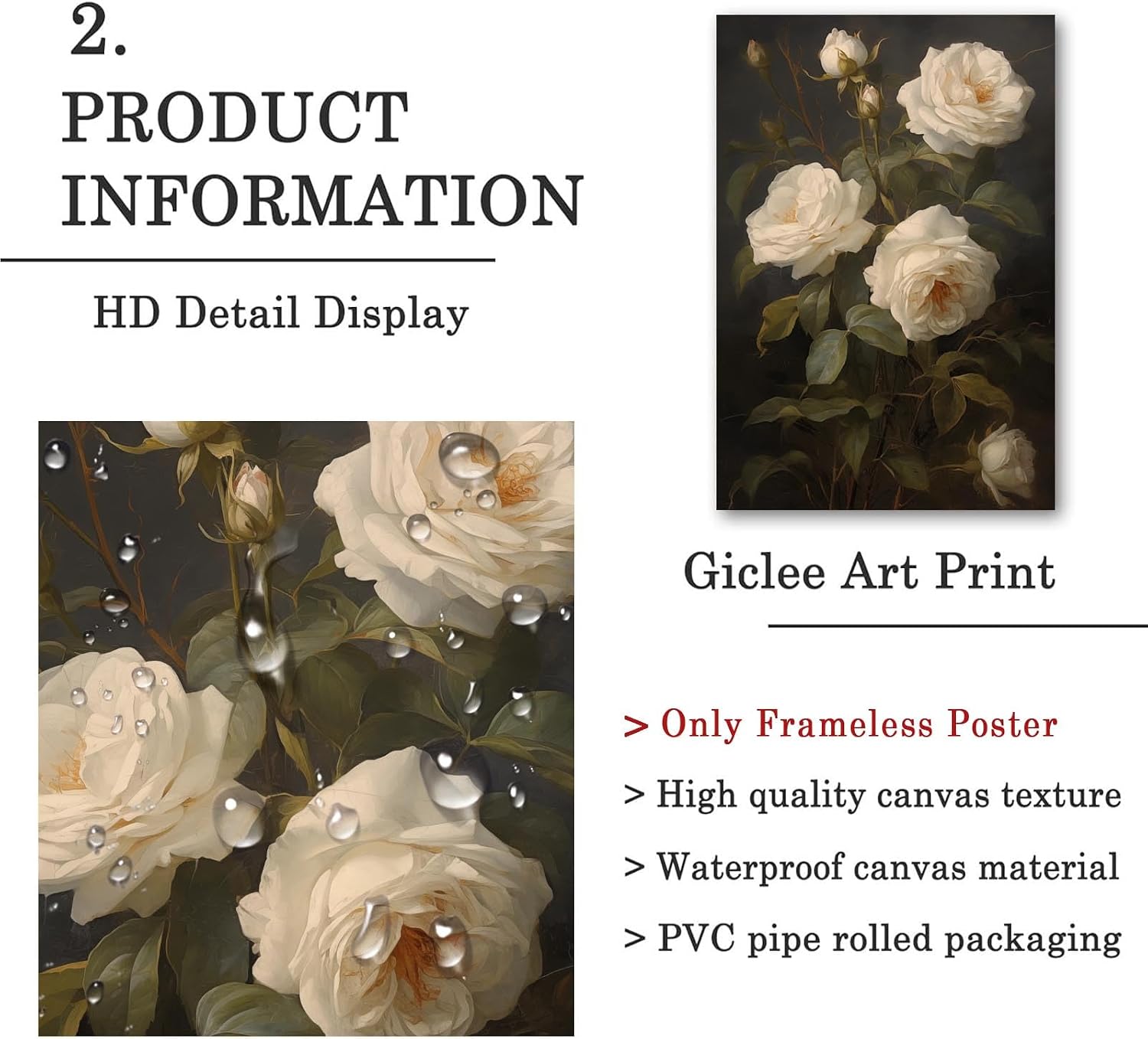 Moody Flower Wall Art Vintage Botanical Prints Roses Canvas Wall Art Victorian Dark Academia Floral Paintings for Bedroom Decor Rustic Farmhouse Botanical Floral Antique Art Prints 16x24inch No Frame image 5