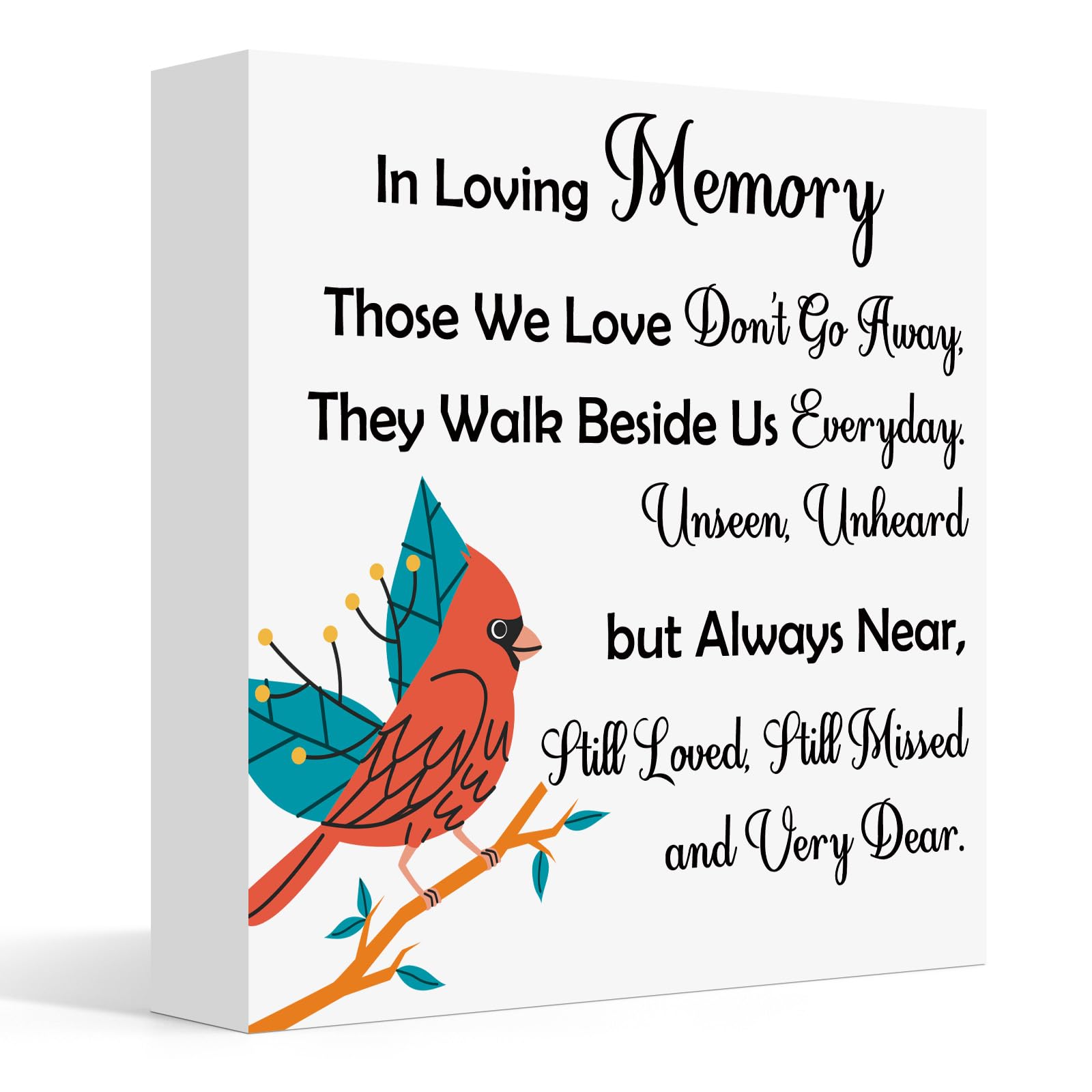 Memorial Gifts for Loss of Mum Dad Wood Box Sign Desk Decor Bereavement Memorial Decoration Condolences Grief Gift Sympathy Gifts for Loss of Love Wood Sign Home Shelf Tabletop Desk Decor 5 x 5 Inch