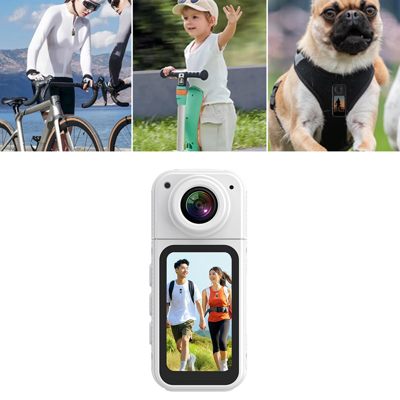 Generic Kamer Hełm, Kamera Kciuka Kompaktowa 2,7K Rejestracja Rejestracji POV System Magnetyczny IPS Ekran HD 350MAH Li Jonowy Motocykl Akumulatora (WHITE)