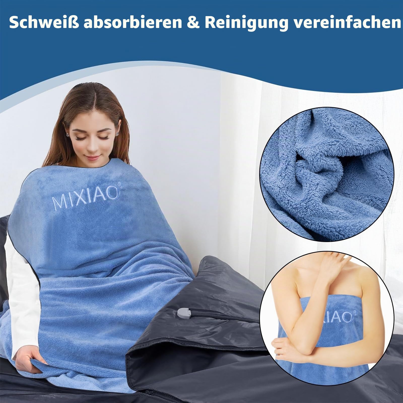 Infrarot-Saunadecke, Handtuch, 76,2 x 177,8 cm, wiederverwendbar, maschinenwaschbar, Einlage, Handtuch, einfache Entgiftung, vereinfacht die Reinigung, super saugfähig, perfekter Begleiter für