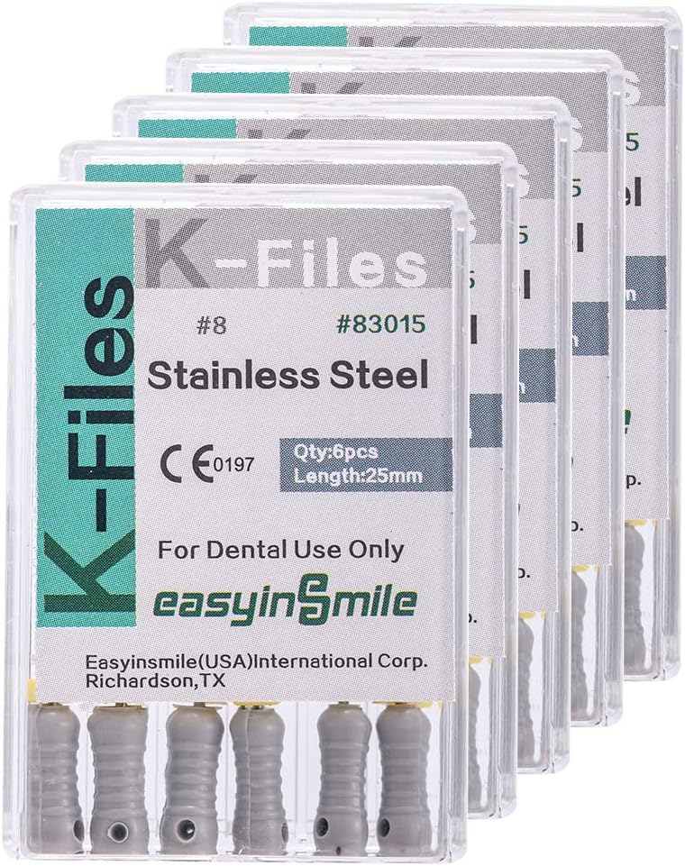 Dental 5 Boxes Endodontic Root Canal Hand K Files Stainless Steel Endo Root Canal Files (8#)