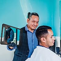 Vista 6 de Kigley Espejo de mano grande de 2 piezas con doble mango espejo de peluquería rectangular irrompible de mano equipo de peluquería y accesorios