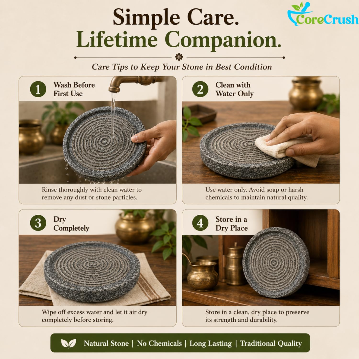 Haldi Grinder Stone - Natural Spice Grinding Slab -8 Haldi Grinder Stone - Natural Spice Grinding Slab -8