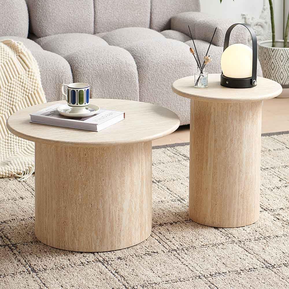 Milton & Oldbrook Set de Table Basse Mezica Look Travertin