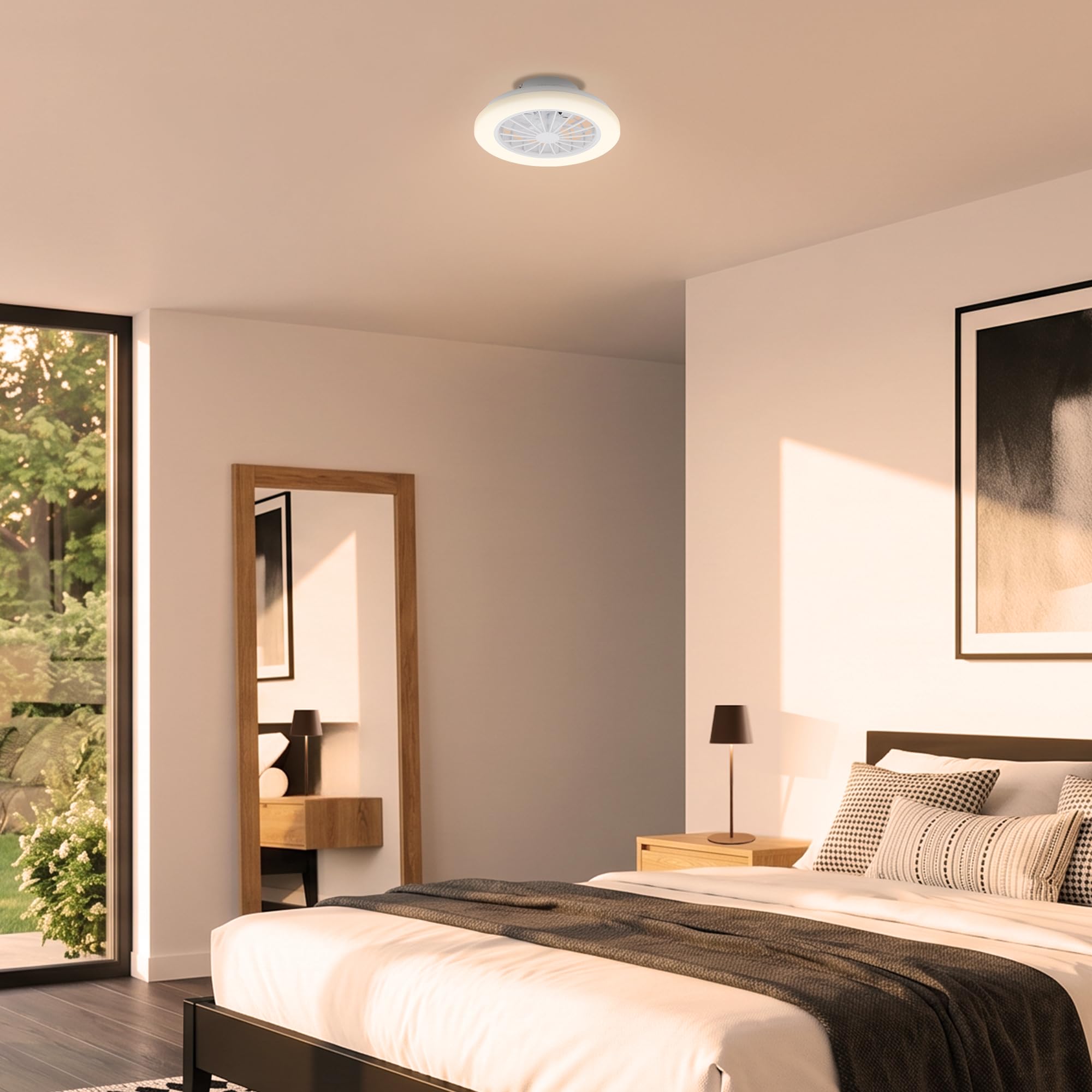 BRILONER LED Deckenventilator mit Beleuchtung, Fernbedienung, DC-Motor, 5 Geschwindigkeiten, CCT, Dimmbar, 38 cm, Weiß