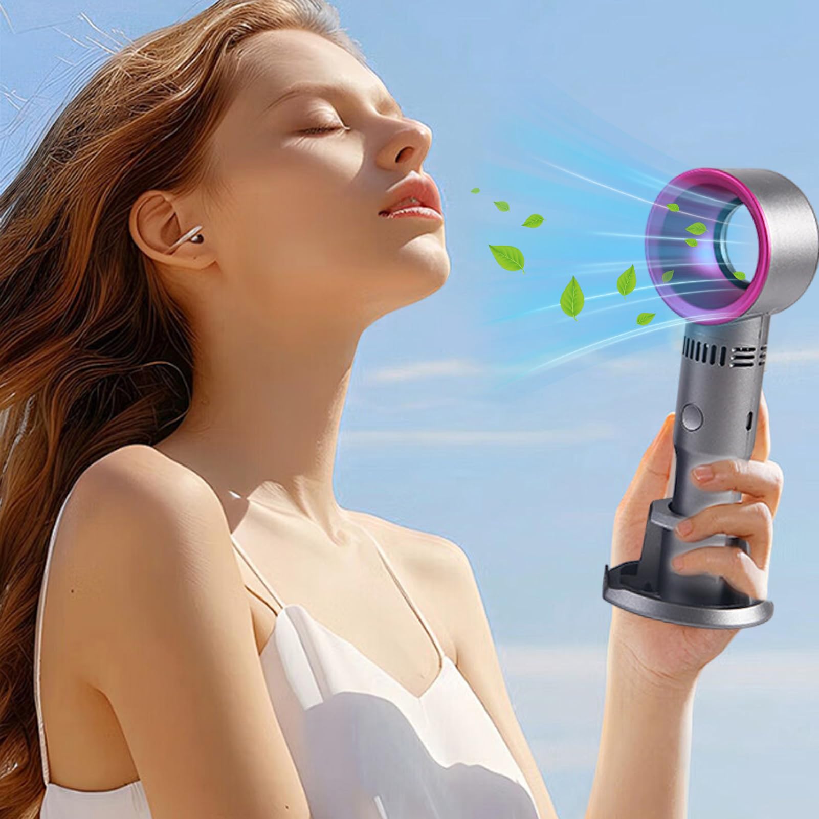 Ventilador de Bolsillo Portátil,Soplete sin aspas | Ventilador de Mano para Refrescar al Aire Libre - Para Mujeres Interior Exterior Viaje Maquillaje Senderismo Camping Playa Carreras