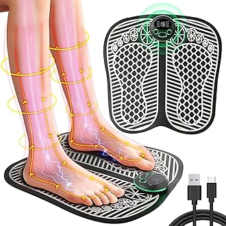 Electronic Feet Massagers for Pain and Circulation,EMS Foot Massager Electric Massage Mat Folding Muscle Stimulatior Massage Mat,8 Modes 19 Intensities,USB Rechargeable
