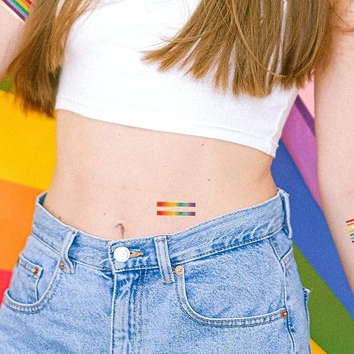 Miniatura 4 de Juego de 10 Flash Tattoos temporales de aluminio metálico impermeable de calidad superior  Orgullo  LGBTQ  Tatuaje de arco iris
