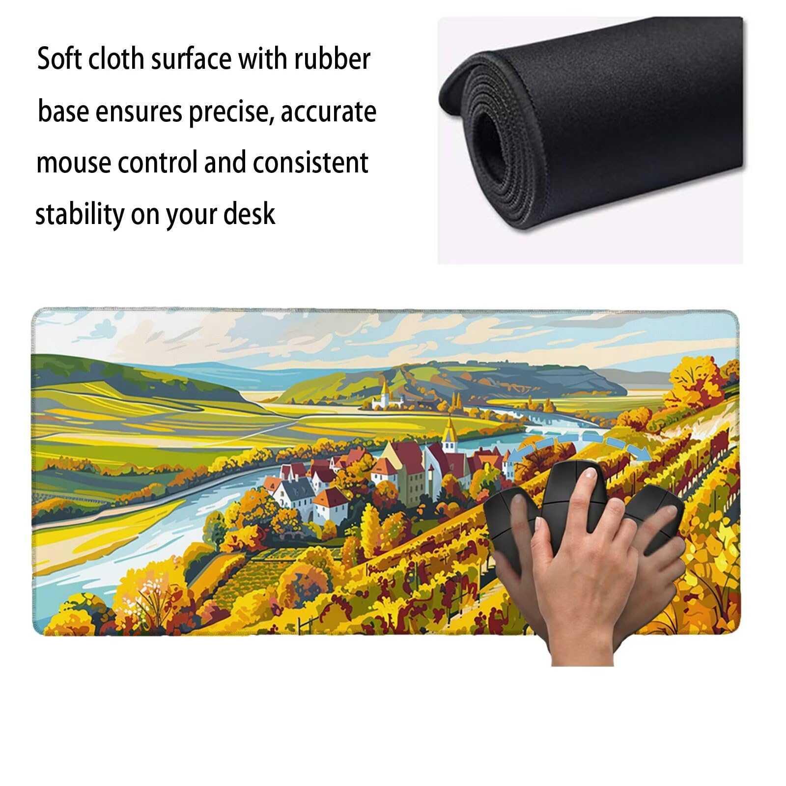 Sottomano Scrivania Grande 1200 x 600 x 3 mm Autunno Tappetino Tastiera Computer con Base Antiscivolo e Bordi Cuciti, Protezione Impermeabile, per Lavoro, Casa e PC Gamer, Regali (Foresta) L-x6318