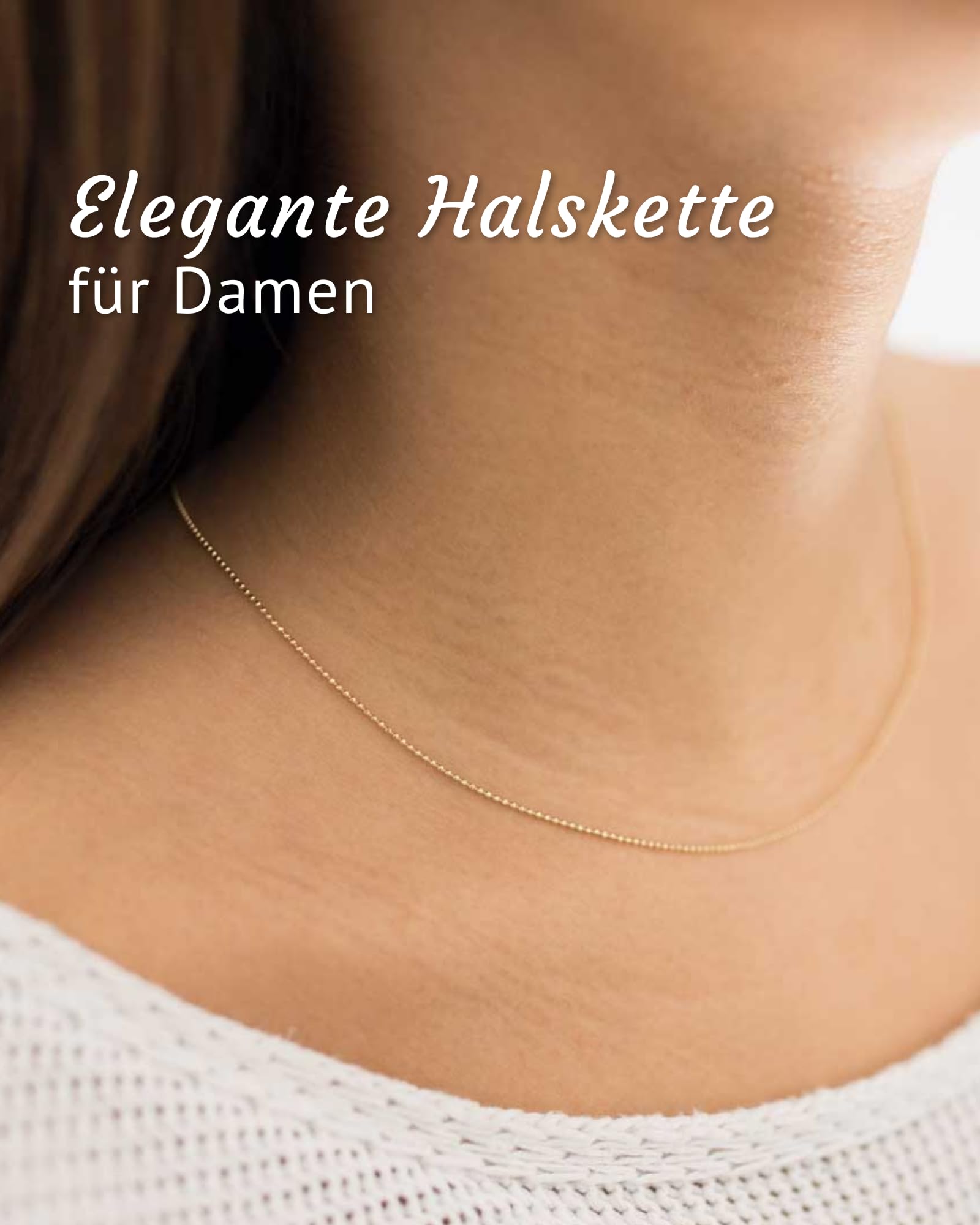 Kugelkette Silber 925 vergoldet 1,2mm Gold Halskette Damen diamantiert K73 | Kette aus Kugeln in allen Längen von 40-120cm – Made in Germany von Materia by Matthias Wagner